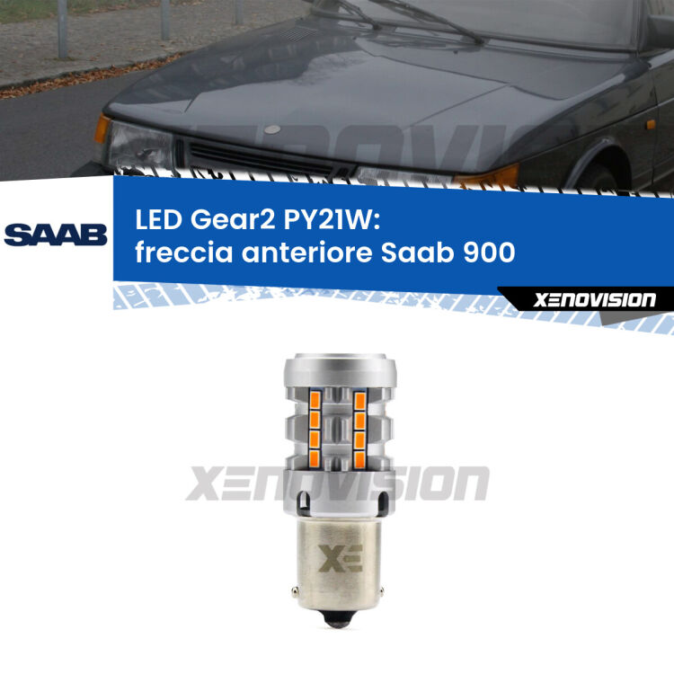 FINE SERIE: NO GARANZIA <strong>Freccia Anteriore LED no-spie per Saab 900</strong>  1993 - 1998. Lampada <strong>PY21W</strong> modello Gear2 no Hyperflash.