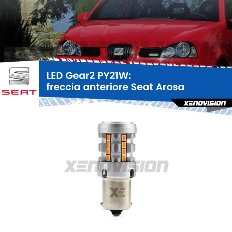 FINE SERIE: NO GARANZIA <strong>Freccia Anteriore LED no-spie per Seat Arosa</strong>  1997 - 2004. Lampada <strong>PY21W</strong> modello Gear2 no Hyperflash.