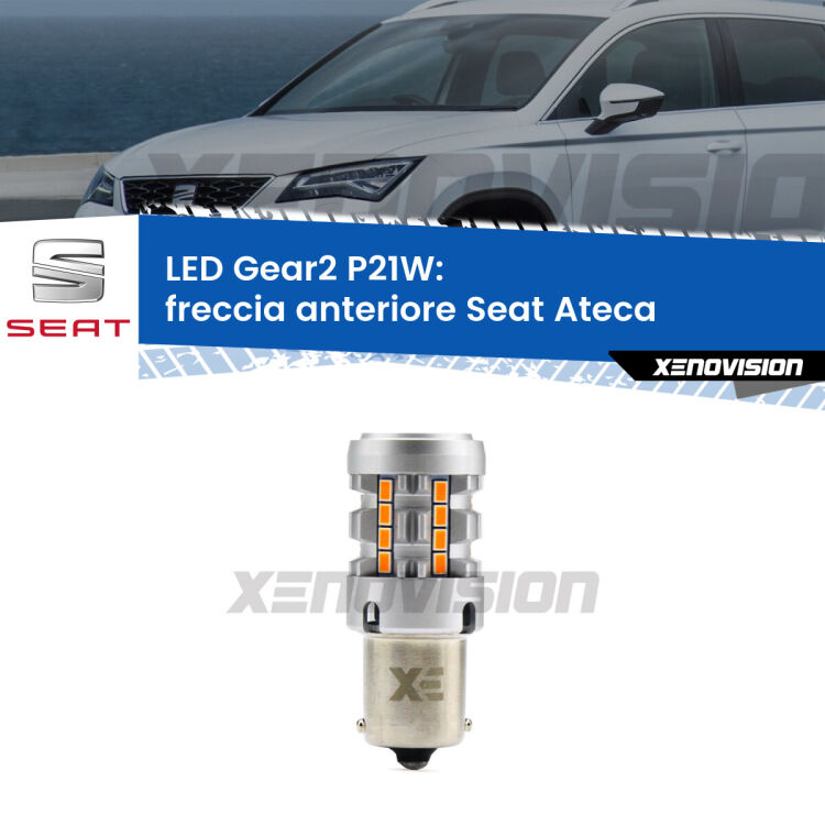 FINE SERIE: NO GARANZIA <strong>Freccia Anteriore LED no-spie per Seat Ateca</strong>  2016 in poi. Lampada <strong>P21W</strong> modello Gear2 no Hyperflash.