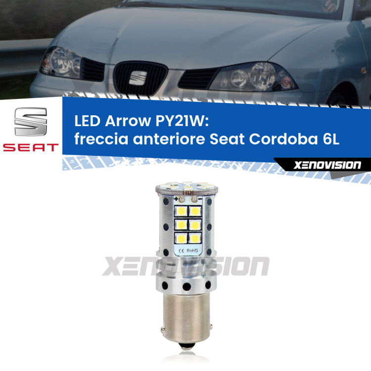 <strong>Freccia Anteriore LED no-spie per Seat Cordoba</strong> 6L 2002 - 2009. Lampada <strong>PY21W</strong> modello top di gamma Arrow.