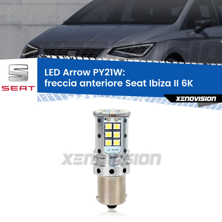 <strong>Freccia Anteriore LED no-spie per Seat Ibiza II</strong> 6K 1993 - 2002. Lampada <strong>PY21W</strong> modello top di gamma Arrow.