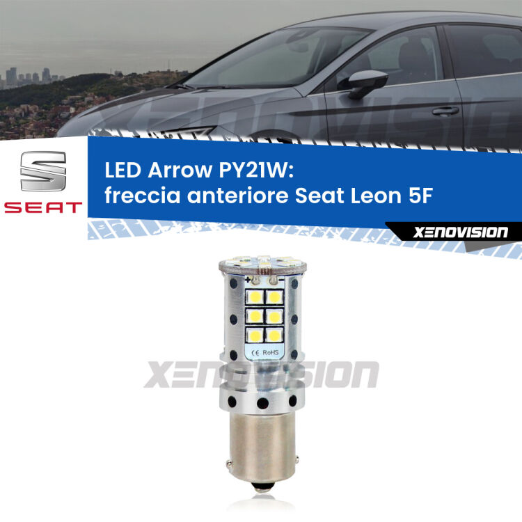 <strong>Freccia Anteriore LED no-spie per Seat Leon</strong> 5F 2012 in poi. Lampada <strong>PY21W</strong> modello top di gamma Arrow.