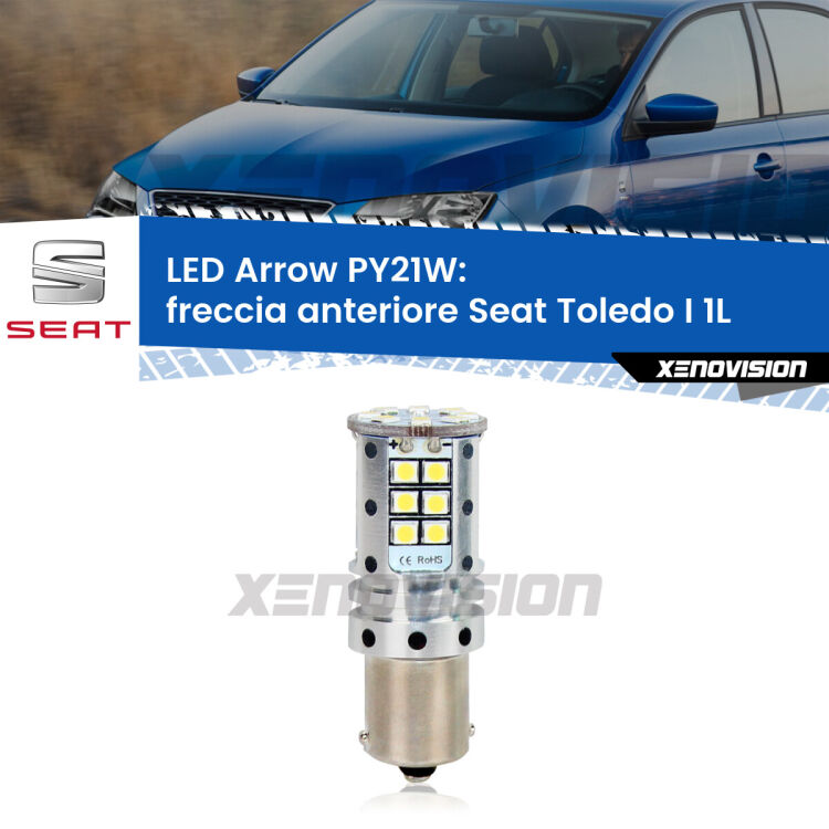 <strong>Freccia Anteriore LED no-spie per Seat Toledo I</strong> 1L faro bianco. Lampada <strong>PY21W</strong> modello top di gamma Arrow.