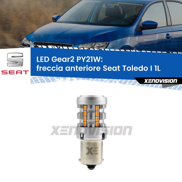 FINE SERIE: NO GARANZIA <strong>Freccia Anteriore LED no-spie per Seat Toledo I</strong> 1L faro bianco. Lampada <strong>PY21W</strong> modello Gear2 no Hyperflash.