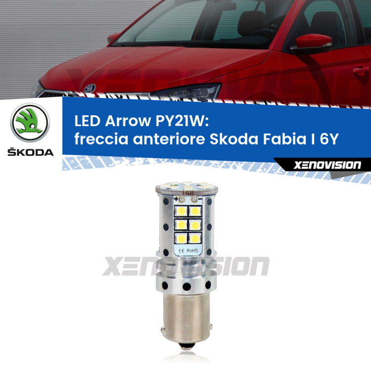 <strong>Freccia Anteriore LED no-spie per Skoda Fabia I</strong> 6Y 1999 - 2006. Lampada <strong>PY21W</strong> modello top di gamma Arrow.