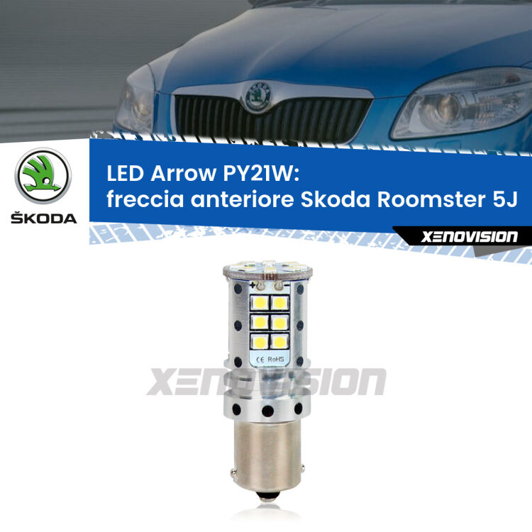 <strong>Freccia Anteriore LED no-spie per Skoda Roomster</strong> 5J 2006 - 2015. Lampada <strong>PY21W</strong> modello top di gamma Arrow.