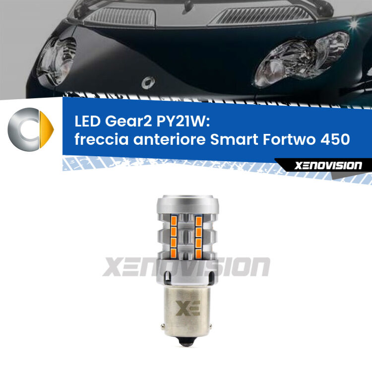 FINE SERIE: NO GARANZIA <strong>Freccia Anteriore LED no-spie per Smart Fortwo</strong> 450 2004 - 2007. Lampada <strong>PY21W</strong> modello Gear2 no Hyperflash.