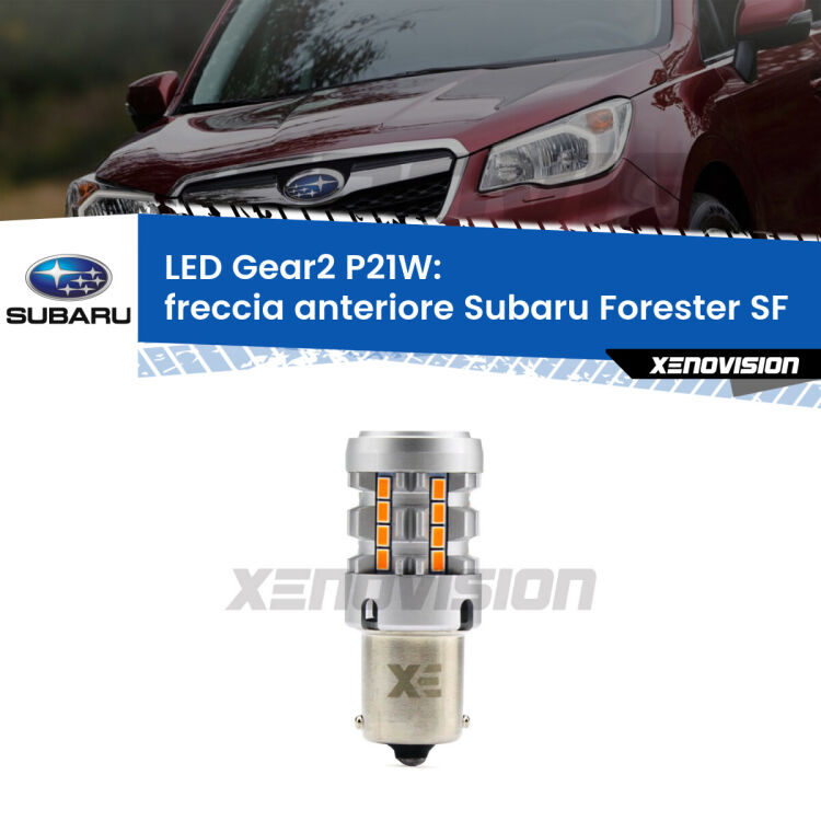 FINE SERIE: NO GARANZIA <strong>Freccia Anteriore LED no-spie per Subaru Forester</strong> SF 1997 - 2002. Lampada <strong>P21W</strong> modello Gear2 no Hyperflash.