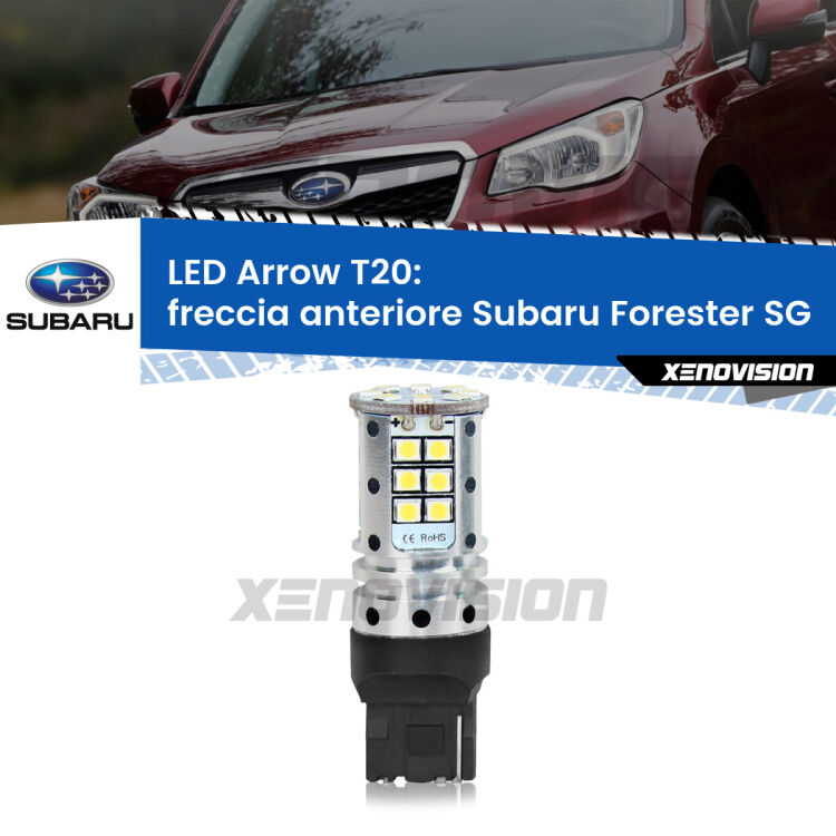 <strong>Freccia Anteriore LED no-spie per Subaru Forester</strong> SG 2002 - 2012. Lampada <strong>T20</strong> no Hyperflash modello Arrow.