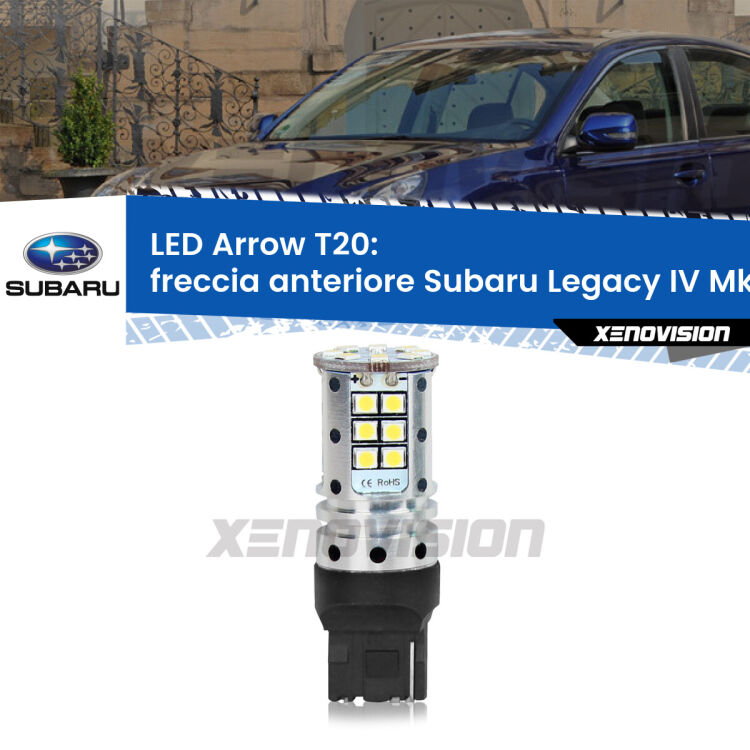 <strong>Freccia Anteriore LED no-spie per Subaru Legacy IV</strong> Mk4 2003 - 2009. Lampada <strong>T20</strong> no Hyperflash modello Arrow.