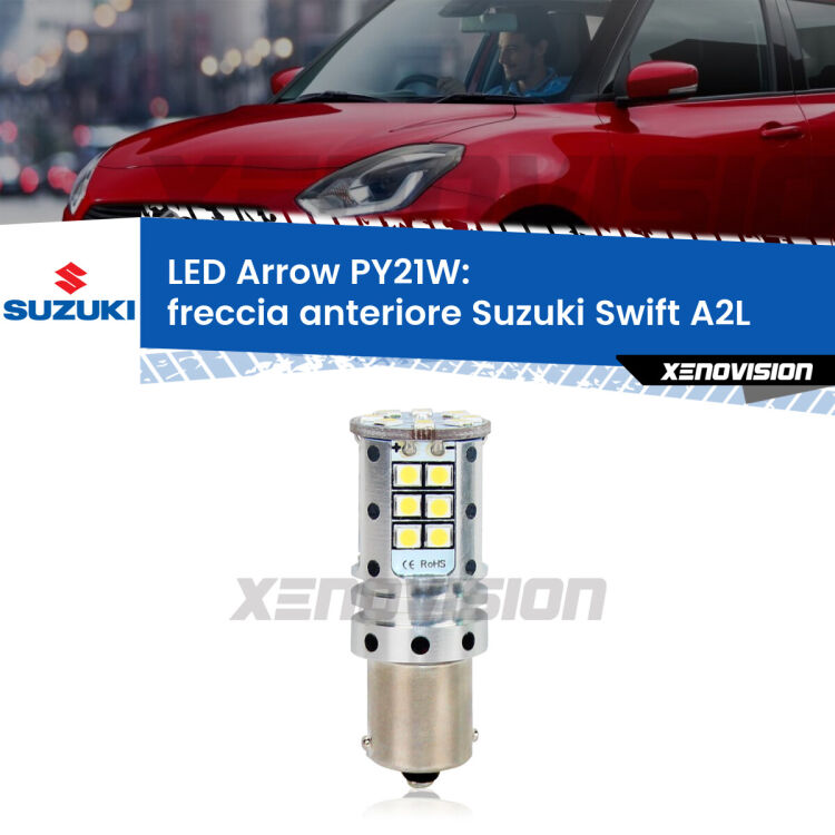 <strong>Freccia Anteriore LED no-spie per Suzuki Swift</strong> A2L 2017 in poi. Lampada <strong>PY21W</strong> modello top di gamma Arrow.