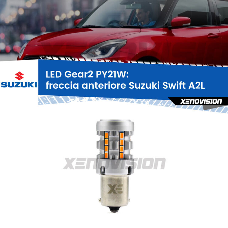 FINE SERIE: NO GARANZIA <strong>Freccia Anteriore LED no-spie per Suzuki Swift</strong> A2L 2017 in poi. Lampada <strong>PY21W</strong> modello Gear2 no Hyperflash.