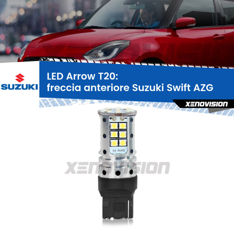 <strong>Freccia Anteriore LED no-spie per Suzuki Swift</strong> AZG 2010 - 2016. Lampada <strong>T20</strong> no Hyperflash modello Arrow.