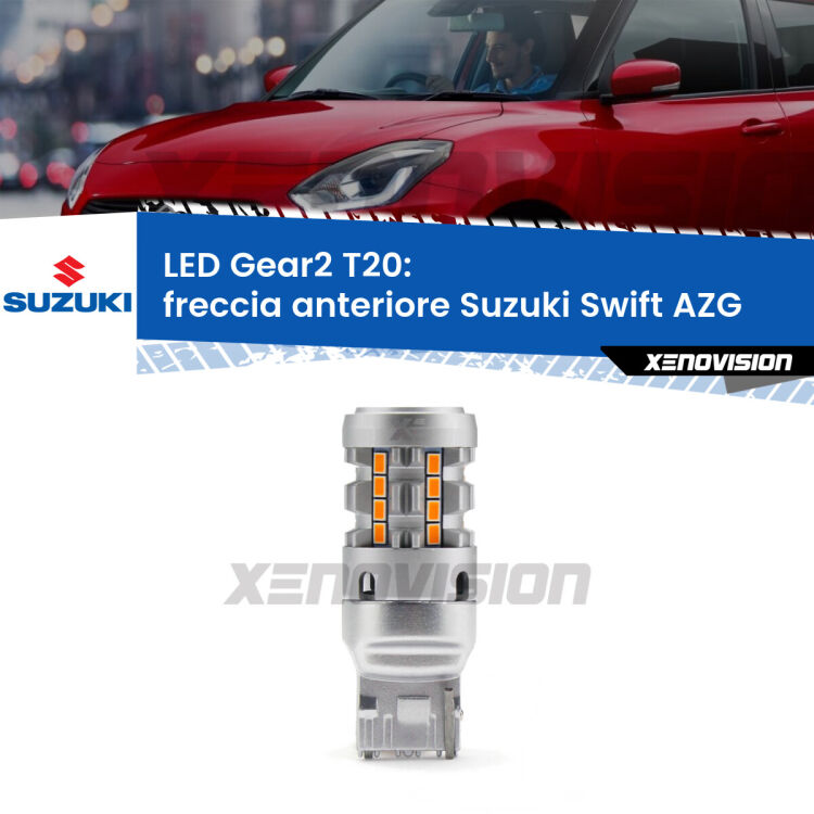 FINE SERIE: NO GARANZIA <strong>Freccia Anteriore LED no-spie per Suzuki Swift</strong> AZG 2010 - 2016. Lampada <strong>T20</strong> modello Gear2 no Hyperflash.