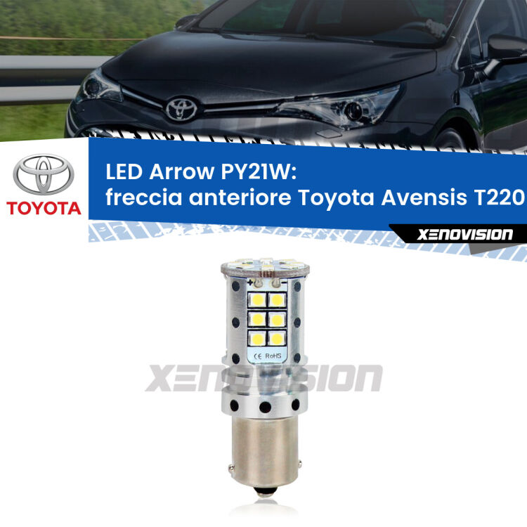 <strong>Freccia Anteriore LED no-spie per Toyota Avensis</strong> T220 1997 - 2000. Lampada <strong>PY21W</strong> modello top di gamma Arrow.