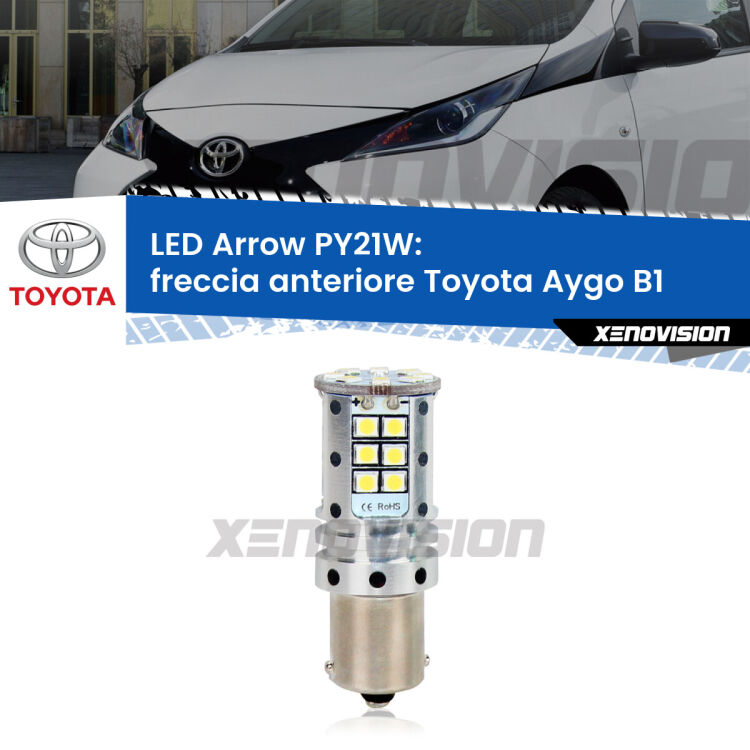 <strong>Freccia Anteriore LED no-spie per Toyota Aygo</strong> B1 2005 - 2014. Lampada <strong>PY21W</strong> modello top di gamma Arrow.