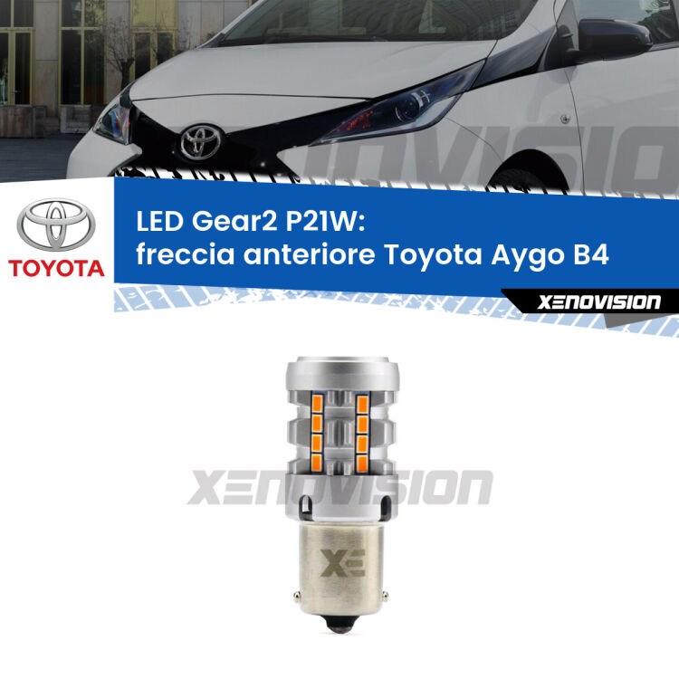 FINE SERIE: NO GARANZIA <strong>Freccia Anteriore LED no-spie per Toyota Aygo</strong> B4 2014 in poi. Lampada <strong>P21W</strong> modello Gear2 no Hyperflash.