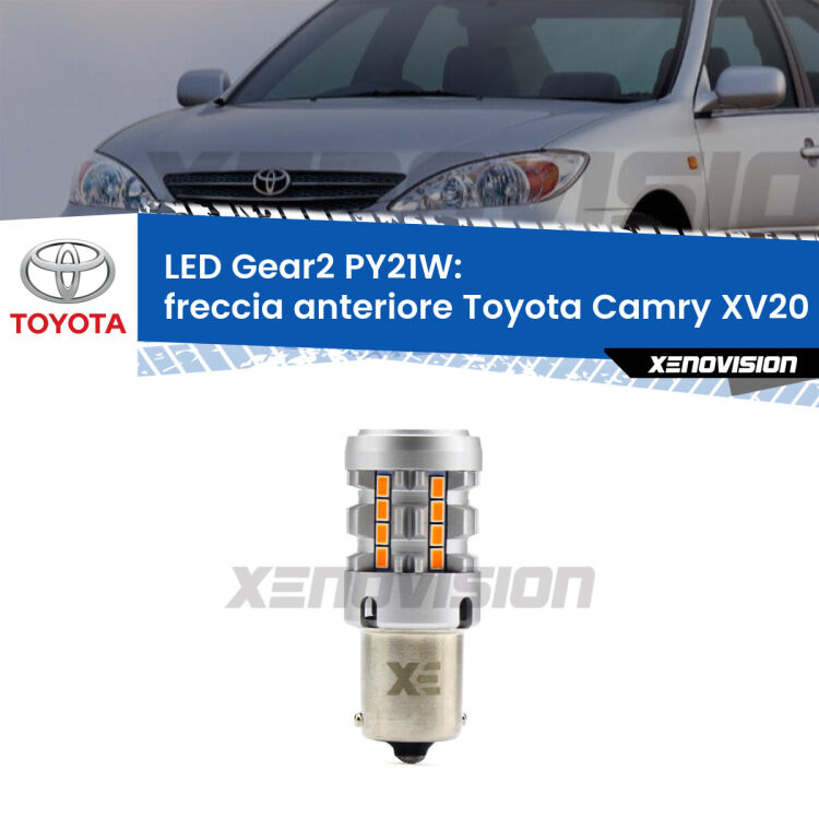 FINE SERIE: NO GARANZIA <strong>Freccia Anteriore LED no-spie per Toyota Camry</strong> XV20 1996 - 2001. Lampada <strong>PY21W</strong> modello Gear2 no Hyperflash.