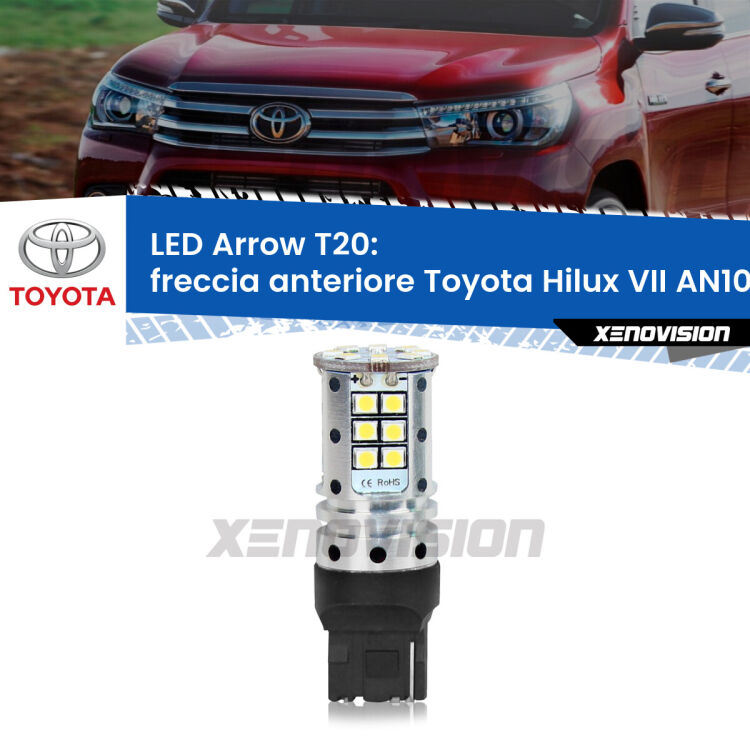 <strong>Freccia Anteriore LED no-spie per Toyota Hilux VII</strong> AN10 2004 - 2015. Lampada <strong>T20</strong> no Hyperflash modello Arrow.