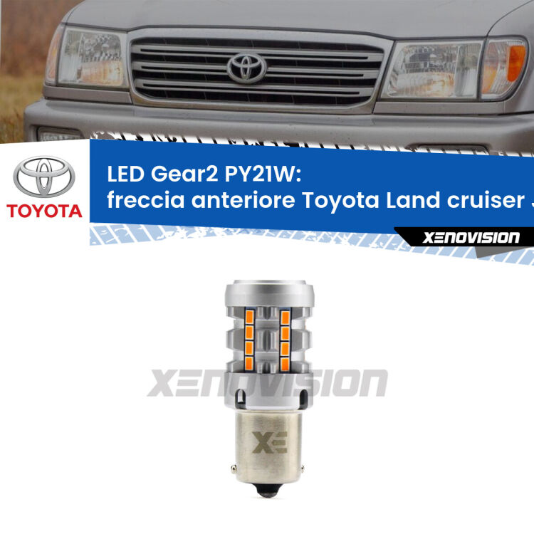 FINE SERIE: NO GARANZIA <strong>Freccia Anteriore LED no-spie per Toyota Land cruiser</strong> J100 1998 - 2007. Lampada <strong>PY21W</strong> modello Gear2 no Hyperflash.