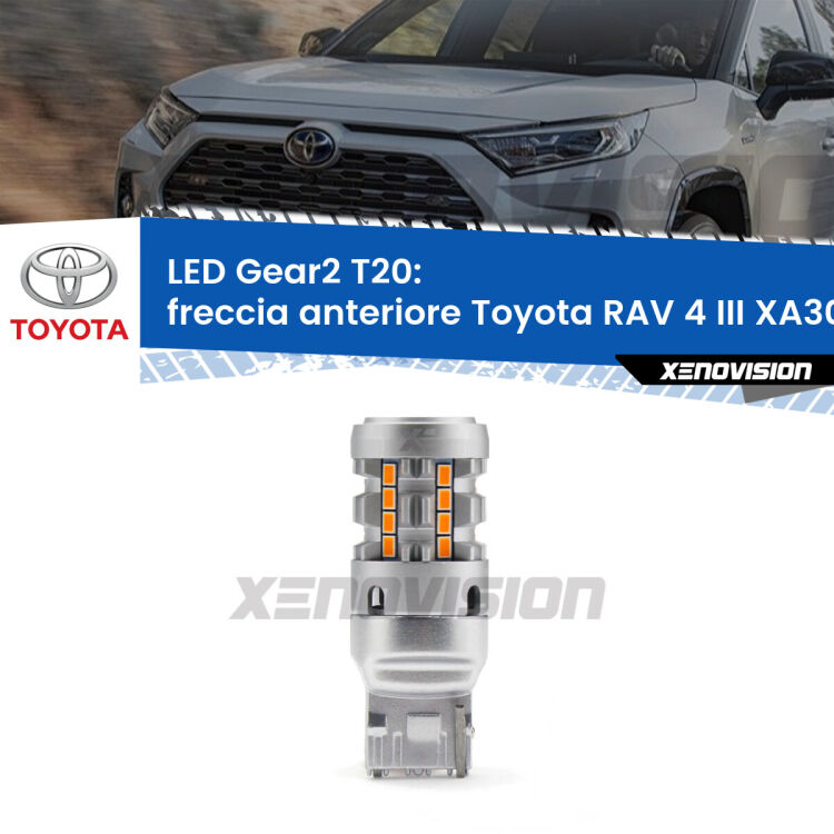 FINE SERIE: NO GARANZIA <strong>Freccia Anteriore LED no-spie per Toyota RAV 4 III</strong> XA30 2005 - 2014. Lampada <strong>T20</strong> modello Gear2 no Hyperflash.