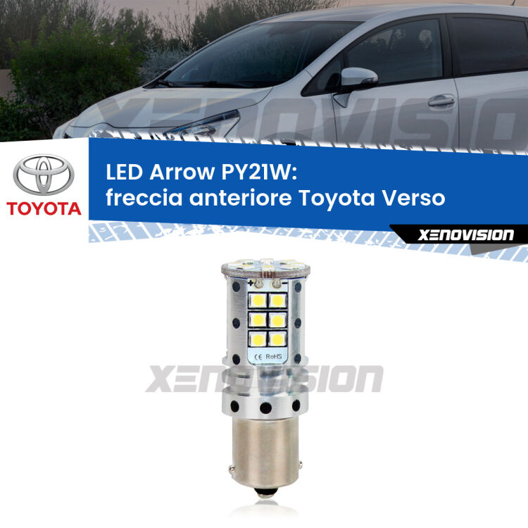 <strong>Freccia Anteriore LED no-spie per Toyota Verso</strong>  2009 - 2018. Lampada <strong>PY21W</strong> modello top di gamma Arrow.