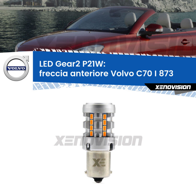 FINE SERIE: NO GARANZIA <strong>Freccia Anteriore LED no-spie per Volvo C70 I</strong> 873 faro giallo. Lampada <strong>P21W</strong> modello Gear2 no Hyperflash.