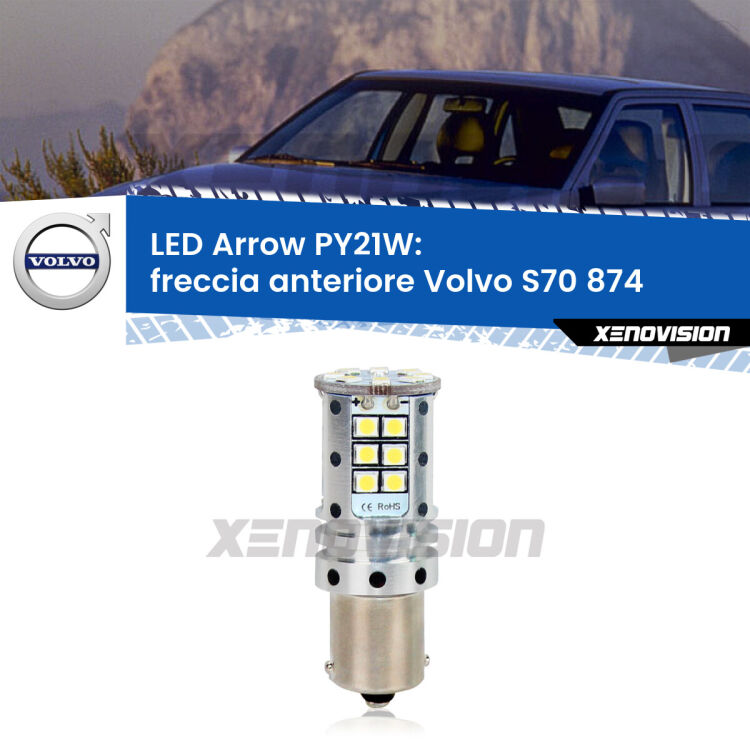 <strong>Freccia Anteriore LED no-spie per Volvo S70</strong> 874 faro bianco. Lampada <strong>PY21W</strong> modello top di gamma Arrow.