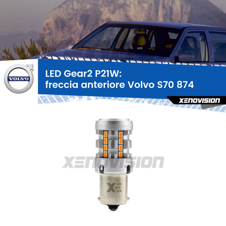 FINE SERIE: NO GARANZIA <strong>Freccia Anteriore LED no-spie per Volvo S70</strong> 874 faro giallo. Lampada <strong>P21W</strong> modello Gear2 no Hyperflash.