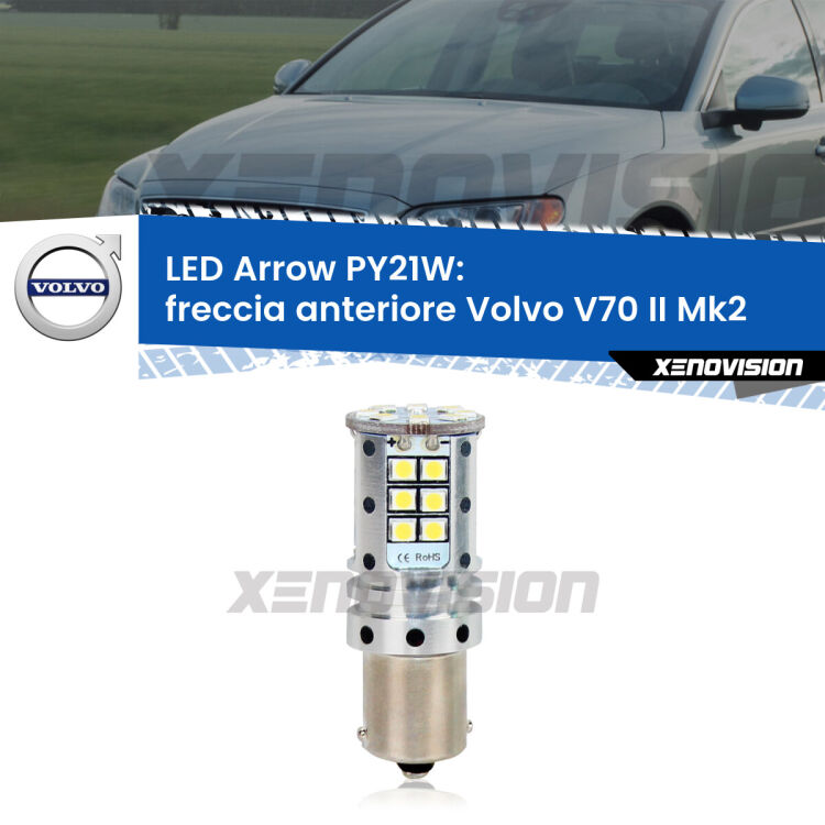 <strong>Freccia Anteriore LED no-spie per Volvo V70 II</strong> Mk2 2000 - 2007. Lampada <strong>PY21W</strong> modello top di gamma Arrow.