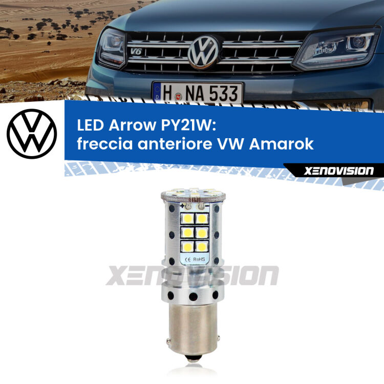 <strong>Freccia Anteriore LED no-spie per VW Amarok</strong>  2010 - 2016. Lampada <strong>PY21W</strong> modello top di gamma Arrow.