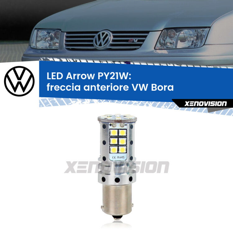 <strong>Freccia Anteriore LED no-spie per VW Bora</strong>  1999 - 2006. Lampada <strong>PY21W</strong> modello top di gamma Arrow.