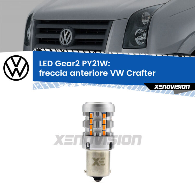 <strong>Freccia Anteriore LED no-spie per VW Crafter</strong>  2006 - 2016. Lampada <strong>PY21W</strong> modello Gear2 no Hyperflash.