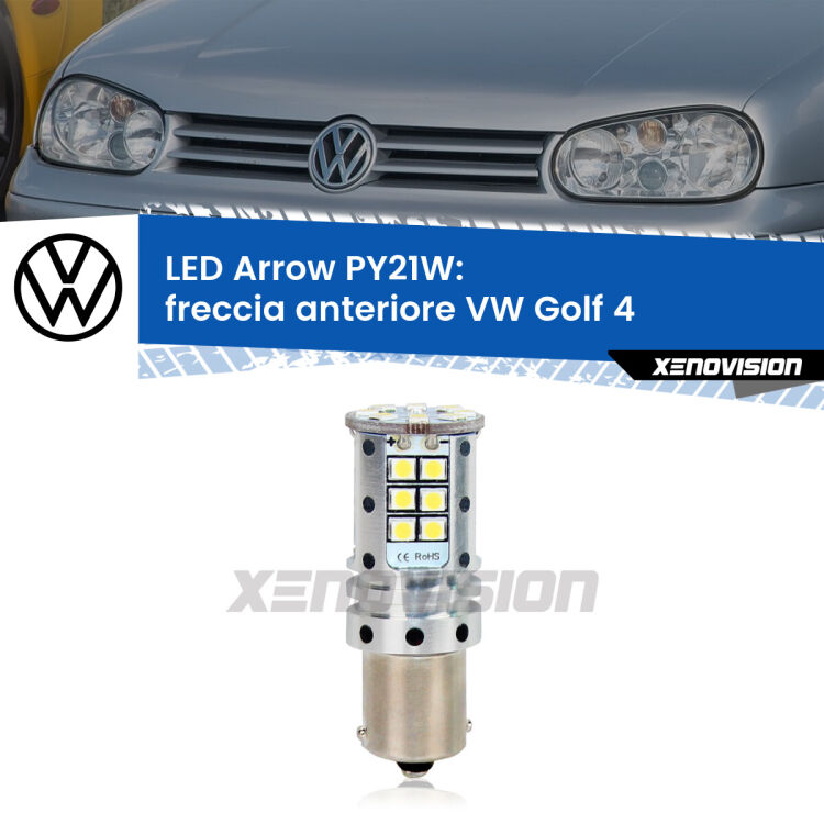 <strong>Freccia Anteriore LED no-spie per VW Golf 4</strong>  1997 - 2005. Lampada <strong>PY21W</strong> modello top di gamma Arrow.