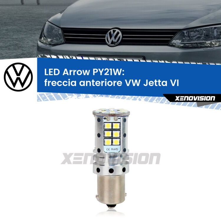 <strong>Freccia Anteriore LED no-spie per VW Jetta</strong> VI 2010 - 2017. Lampada <strong>PY21W</strong> modello top di gamma Arrow.