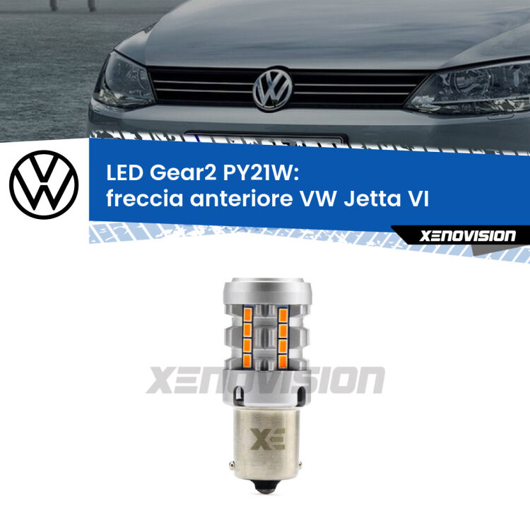 FINE SERIE: NO GARANZIA <strong>Freccia Anteriore LED no-spie per VW Jetta</strong> VI 2010 - 2017. Lampada <strong>PY21W</strong> modello Gear2 no Hyperflash.