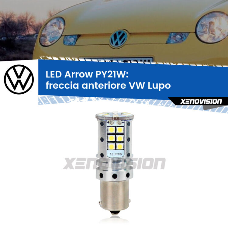 <strong>Freccia Anteriore LED no-spie per VW Lupo</strong>  1998 - 2005. Lampada <strong>PY21W</strong> modello top di gamma Arrow.