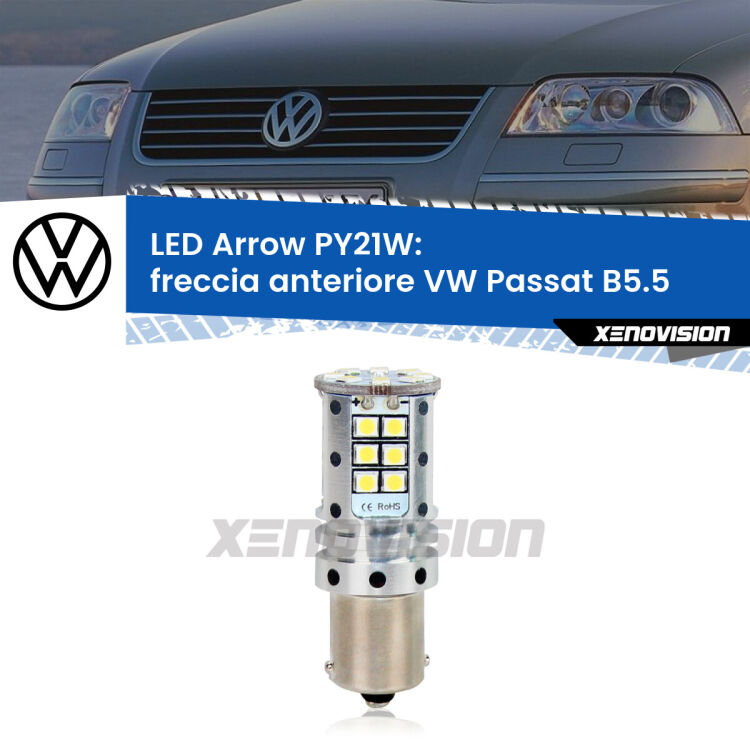 <strong>Freccia Anteriore LED no-spie per VW Passat</strong> B5.5 2000 - 2005. Lampada <strong>PY21W</strong> modello top di gamma Arrow.