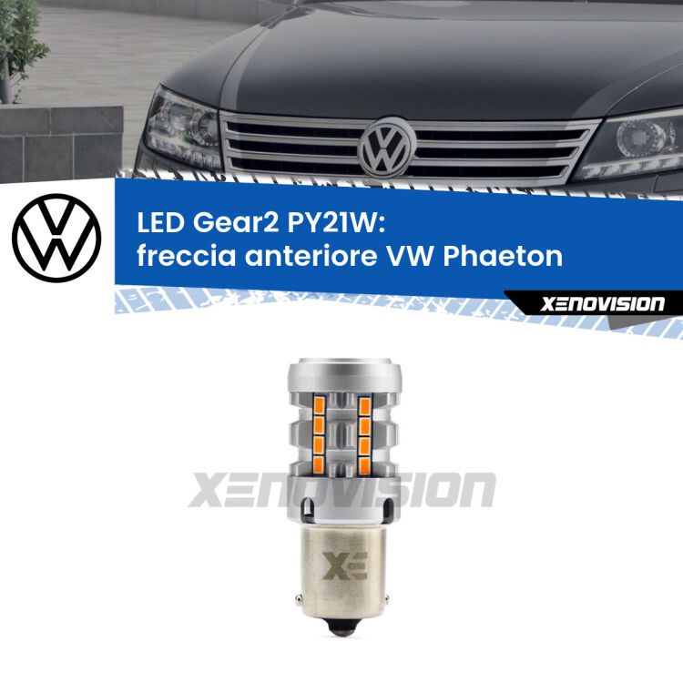 FINE SERIE: NO GARANZIA <strong>Freccia Anteriore LED no-spie per VW Phaeton</strong>  2002 - 2010. Lampada <strong>PY21W</strong> modello Gear2 no Hyperflash.