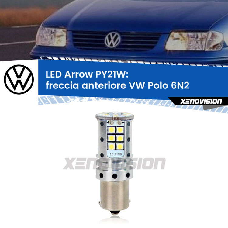 <strong>Freccia Anteriore LED no-spie per VW Polo</strong> 6N2 Versione 1. Lampada <strong>PY21W</strong> modello top di gamma Arrow.