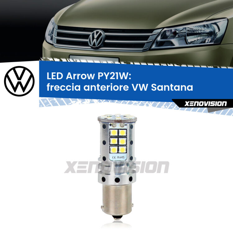 <strong>Freccia Anteriore LED no-spie per VW Santana</strong>  faro bianco. Lampada <strong>PY21W</strong> modello top di gamma Arrow.