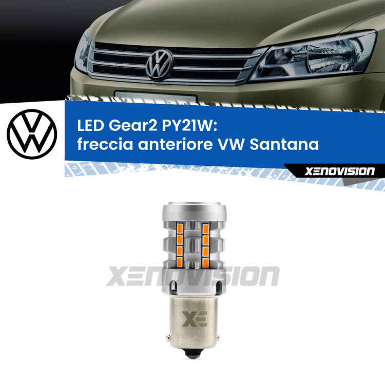 FINE SERIE: NO GARANZIA <strong>Freccia Anteriore LED no-spie per VW Santana</strong>  faro bianco. Lampada <strong>PY21W</strong> modello Gear2 no Hyperflash.