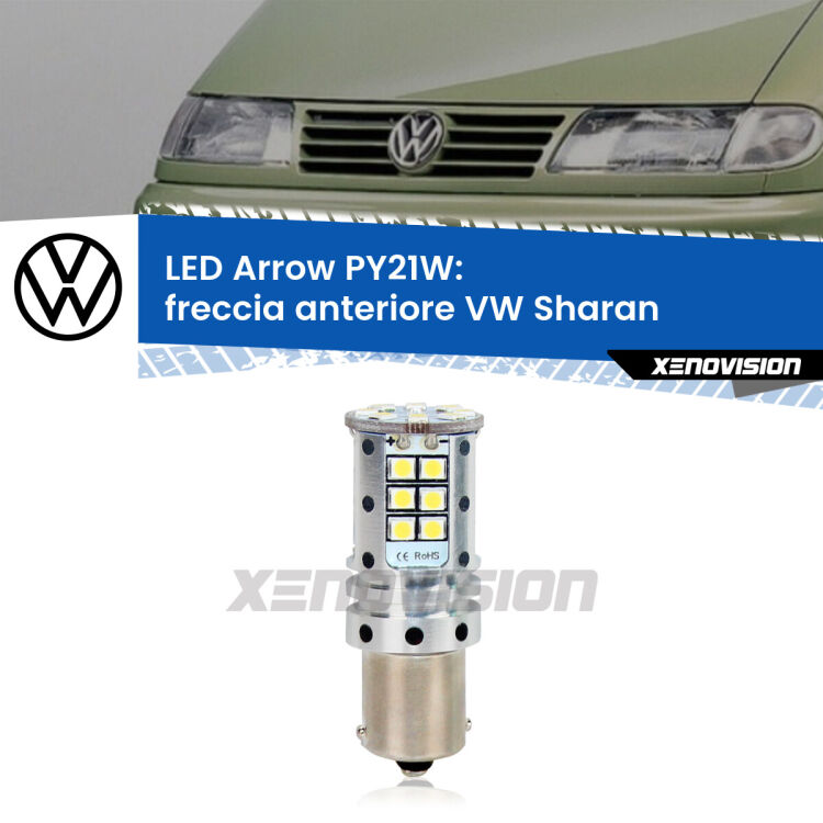 <strong>Freccia Anteriore LED no-spie per VW Sharan</strong>  1995 - 2010. Lampada <strong>PY21W</strong> modello top di gamma Arrow.