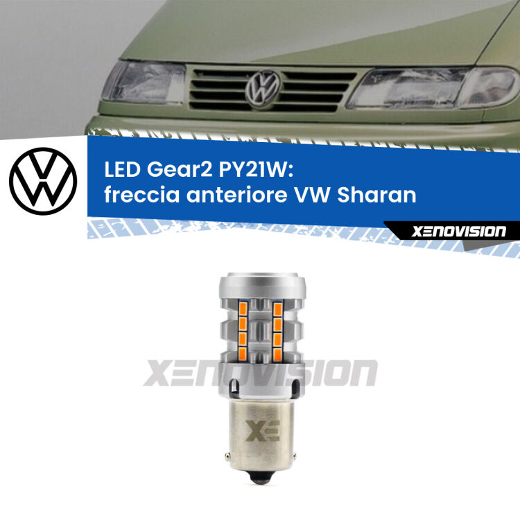 <strong>Freccia Anteriore LED no-spie per VW Sharan</strong>  1995 - 2010. Lampada <strong>PY21W</strong> modello Gear2 no Hyperflash.