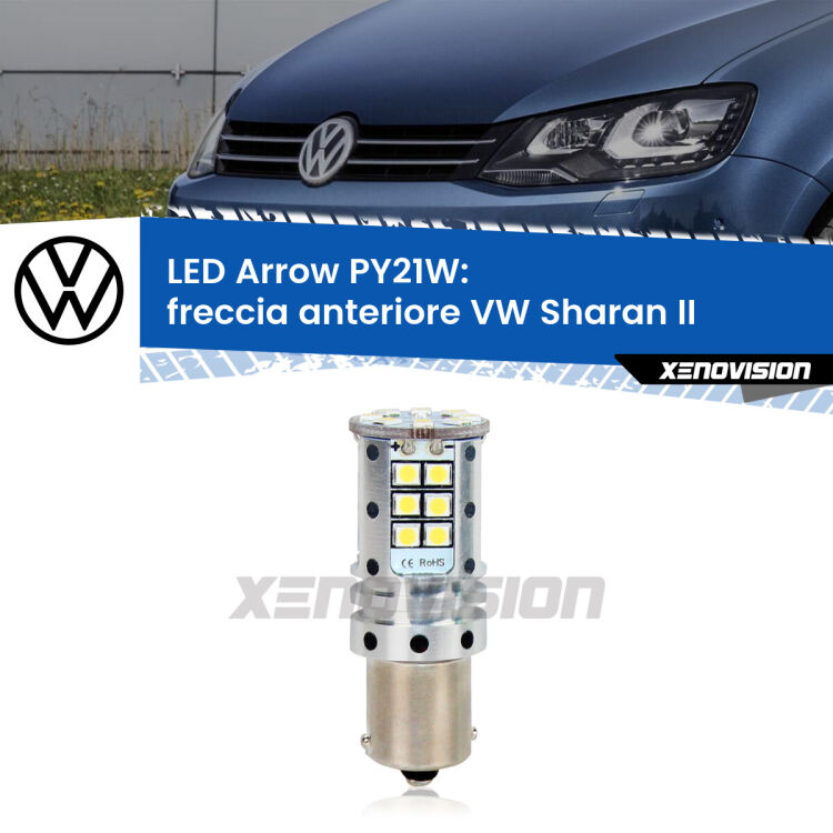 <strong>Freccia Anteriore LED no-spie per VW Sharan</strong> II 2010 - 2019. Lampada <strong>PY21W</strong> modello top di gamma Arrow.