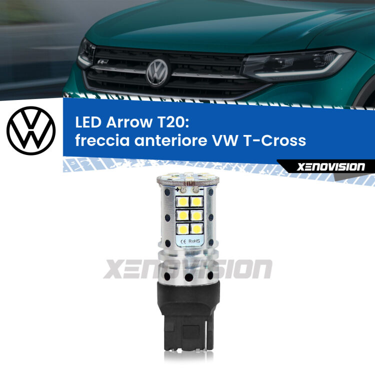 <strong>Freccia Anteriore LED no-spie per VW T-Cross</strong>  in poi. Lampada <strong>T20</strong> no Hyperflash modello Arrow.