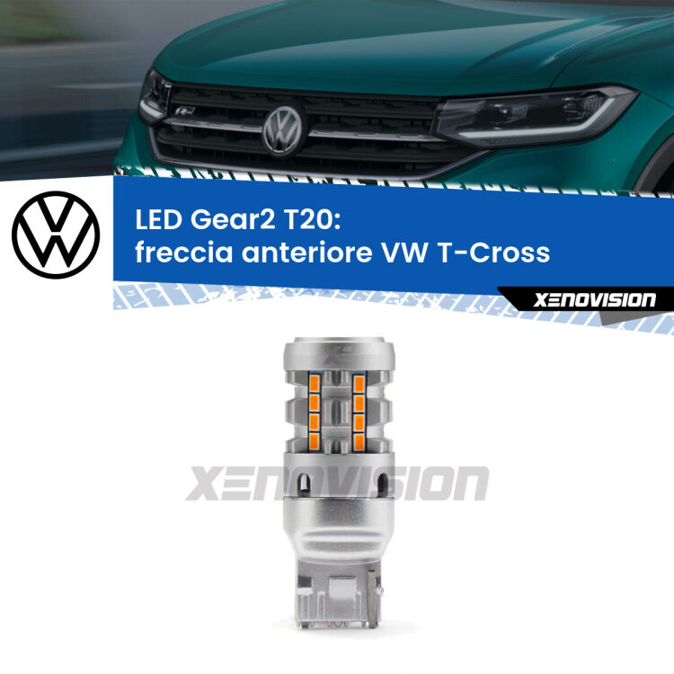 <strong>Freccia Anteriore LED no-spie per VW T-Cross</strong>  in poi. Lampada <strong>T20</strong> modello Gear2 no Hyperflash.