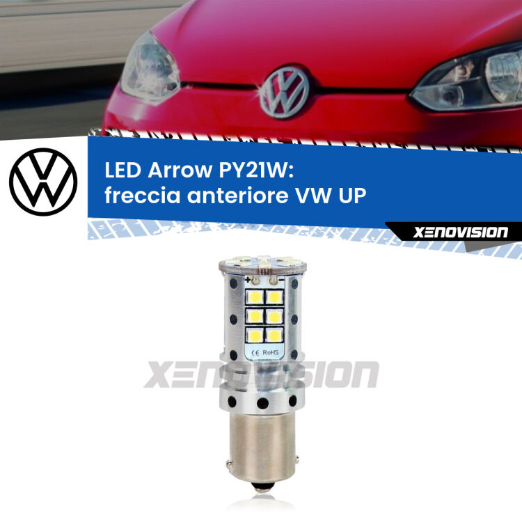 <strong>Freccia Anteriore LED no-spie per VW UP</strong>  2011 in poi. Lampada <strong>PY21W</strong> modello top di gamma Arrow.