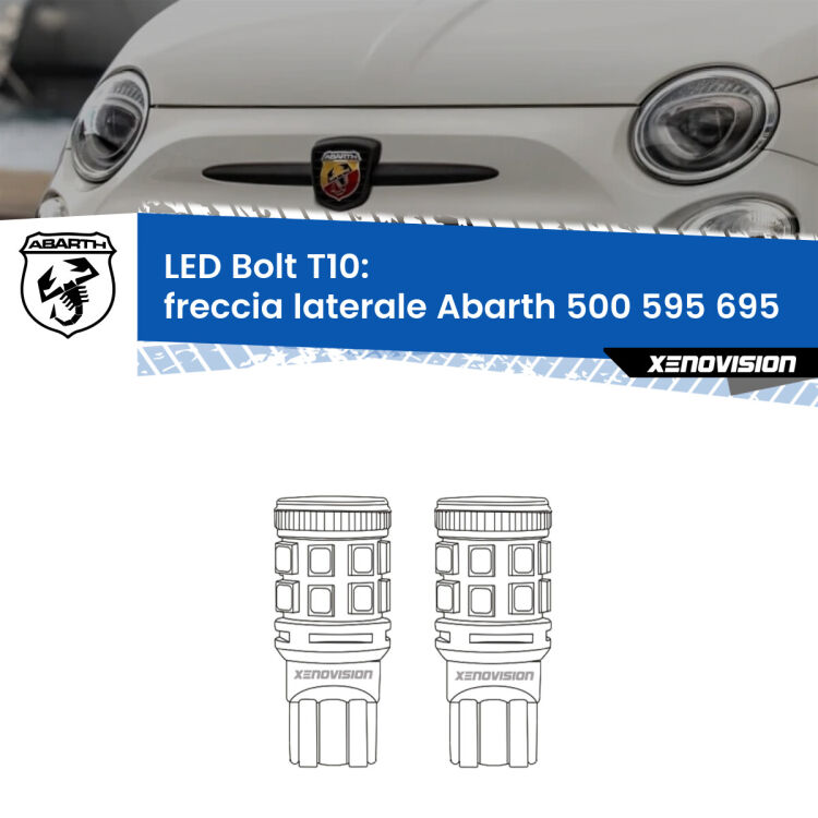 <strong>Freccia laterale LED per Abarth 500 595 695</strong>  2008 - 2022. Coppia lampade <strong>T10</strong> modello Bolt canbus.