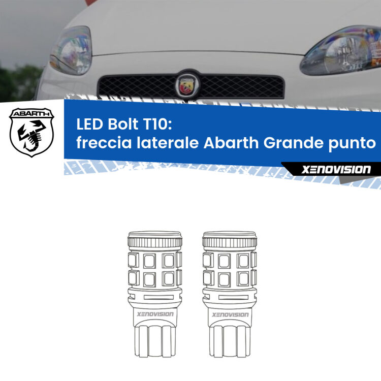 <strong>Freccia laterale LED per Abarth Grande punto</strong>  2007 - 2010. Coppia lampade <strong>T10</strong> modello Bolt canbus.